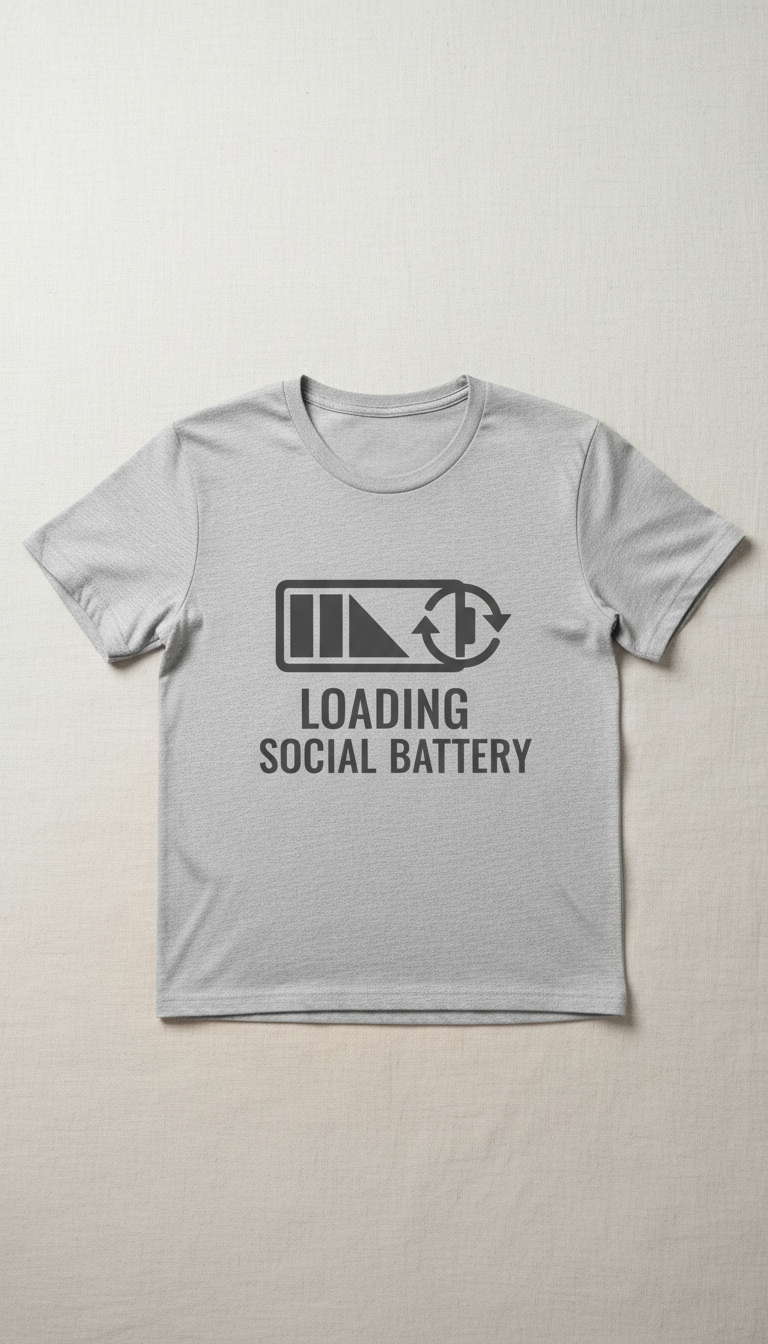 Relaxed Tee – 'Buffering' Minimalist Text